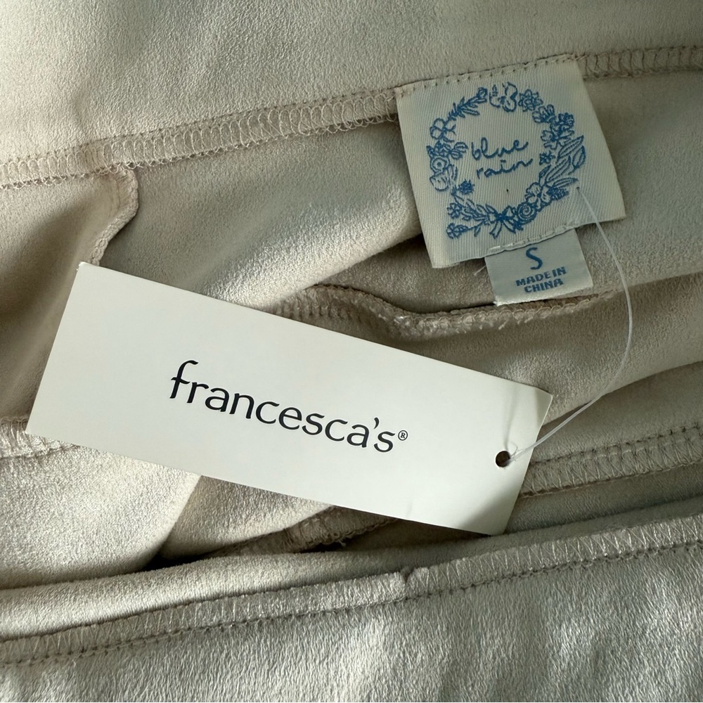 Francesca’s Blue Rain Fringe Faux Suede Skirt - Picture 5 of 7